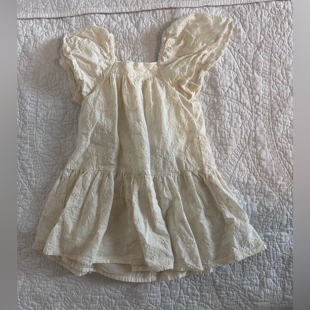 Zara Cream Embroidered Floral Dress, size 2-3t